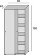 DMORA - Armoire avec 2 portes coulissantes et 4 étagères, 100% Made in Italy, Armoire de chambre moderne, 90x45h195 cm, couleur Blanc et Chêne - vignette