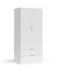DMORA - Armoire avec deux portes battantes et deux tiroirs, couleur blanche, Dimensions 81,5 x 180 x 52 cm - vignette