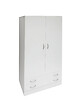 DMORA - Armoire à deux portes et deux tiroirs avec tringle à vêtements, couleur blanche, Dimensions 80 x 170 x 52 cm - vignette