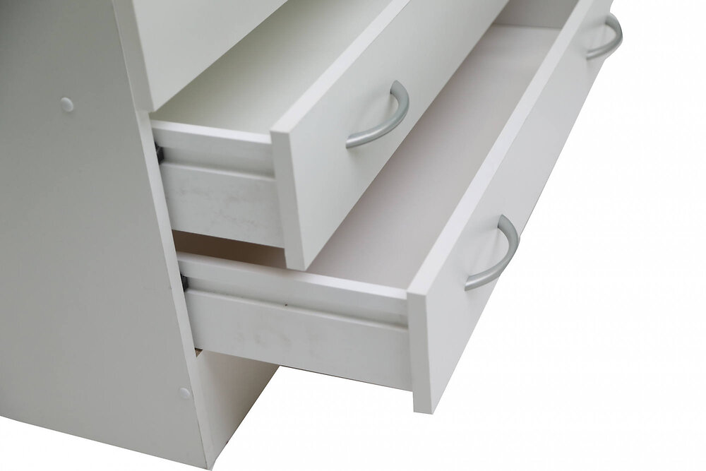 DMORA - Armoire à deux portes et deux tiroirs avec tringle à vêtements, couleur blanche, Dimensions 80 x 170 x 52 cm - large