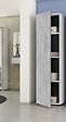 DMORA - Armoire polyvalente avec 1 porte battante et 3 étagères réglables, Armoire moderne, Meuble colonne haute, Cm 41x37h182, Couleur Ciment et Blanc - vignette