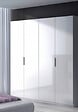 DMORA - Armoire à quatre portes avec deux étagères et deux tringles à vêtements, couleur blanc brillant, Dimensions 200 x 180 x 52 cm - vignette