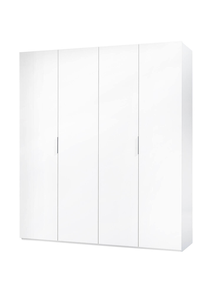 DMORA - Armoire à quatre portes avec deux étagères et deux tringles à vêtements, couleur blanc brillant, Dimensions 200 x 180 x 52 cm - large