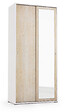 DMORA - Armoire à 2 portes coulissantes avec tringle à vêtements, 100% Made in Italy, Armoire de chambre moderne, Armoire avec porte miroir, 90x45h195 cm, couleur Chêne et Blanc - vignette