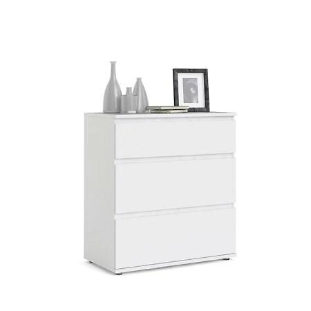 DMORA - Commode à trois tiroirs, coloris blanc, 76 x 83 x 40 cm - large
