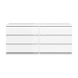 DMORA - Commode à six tiroirs, coloris blanc brillant, 153 x 70 x 50 cm - vignette