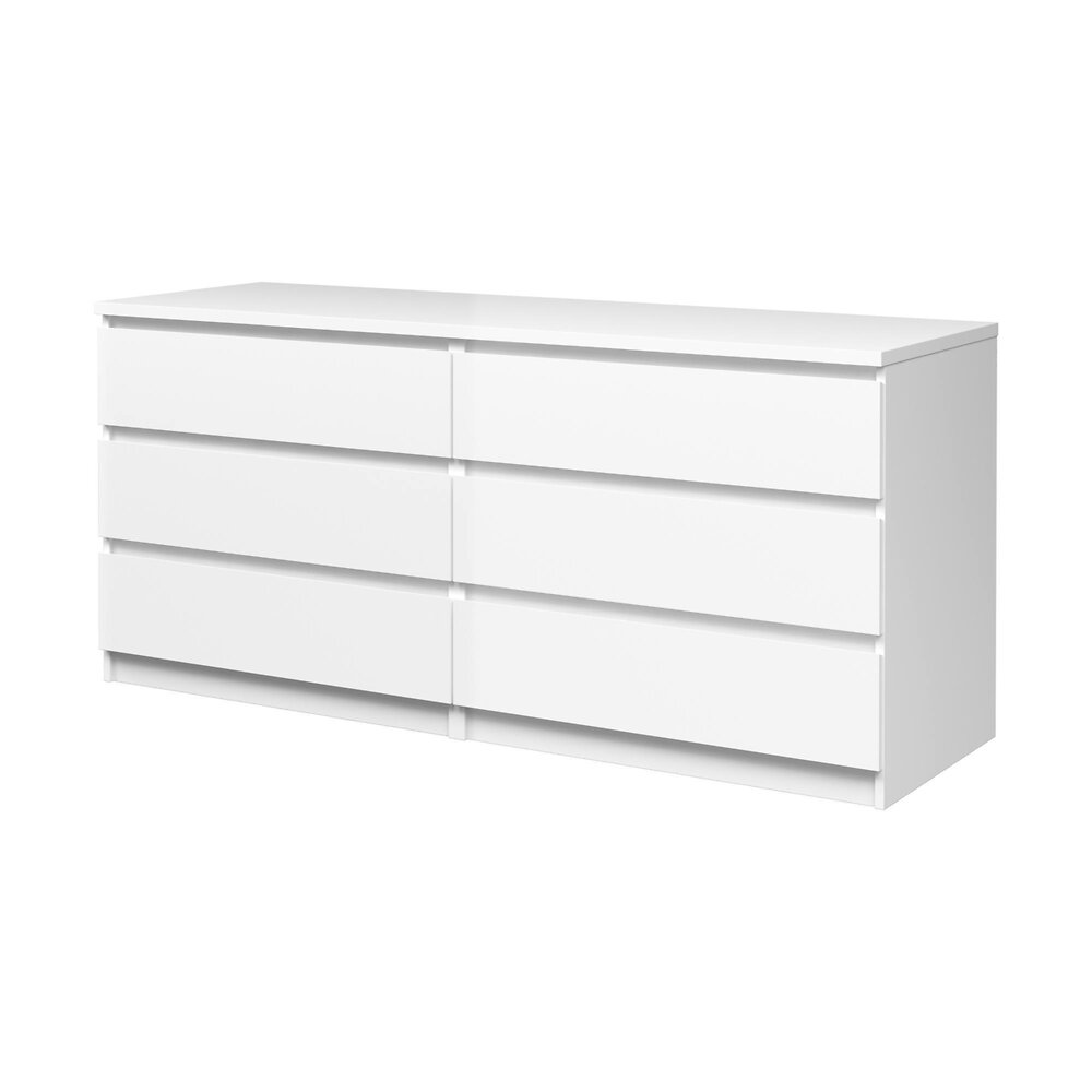 DMORA - Commode à six tiroirs, coloris blanc brillant, 153 x 70 x 50 cm - large