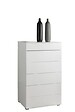 DMORA - Commode à six tiroirs, Made in Italy, 70 x 44 x h118 cm, couleur blanc brillant - vignette