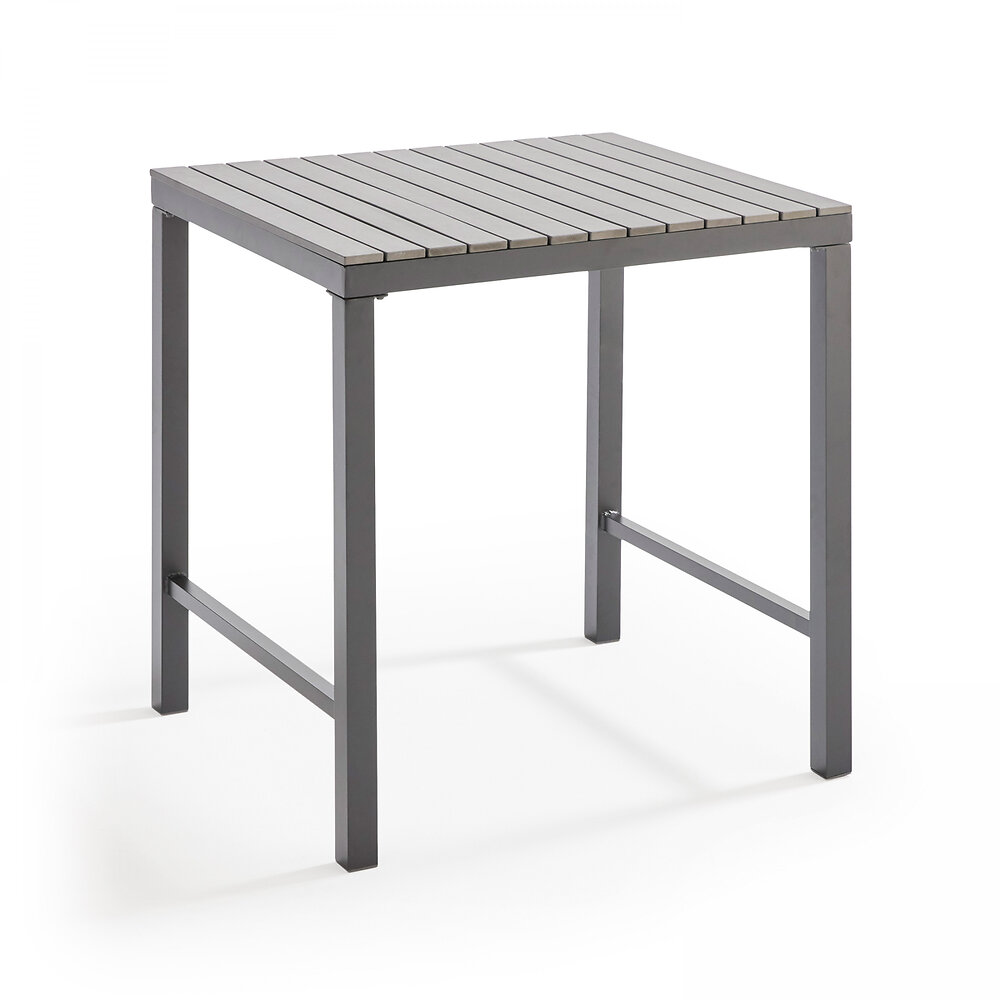 OVIALA - Table haute de jardin 4 places aluminium et polywood - large