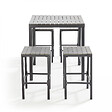 OVIALA - Table haute de jardin 4 places aluminium et polywood - vignette