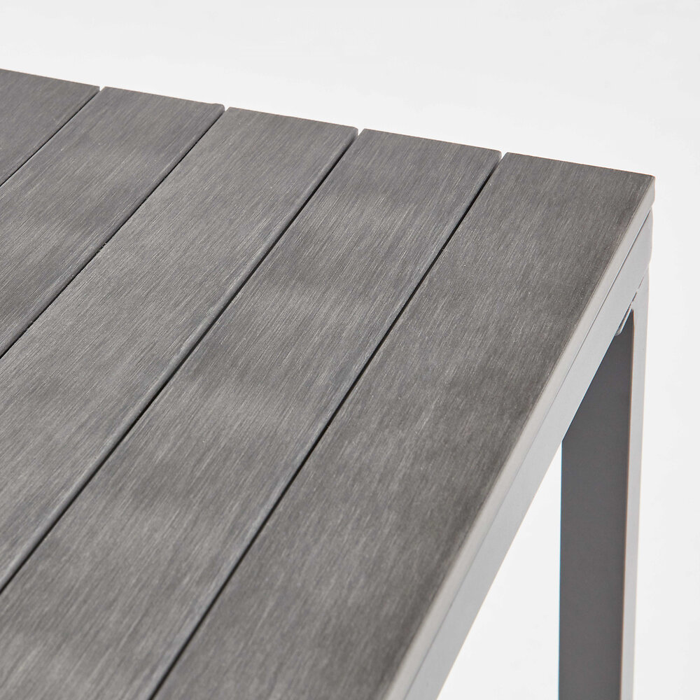 OVIALA - Table haute de jardin 4 places aluminium et polywood - large