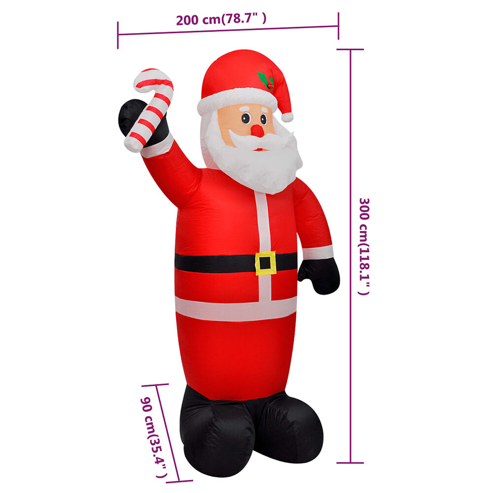 VIDAXL - vidaXL Père Noël gonflable avec LED 300 cm - large