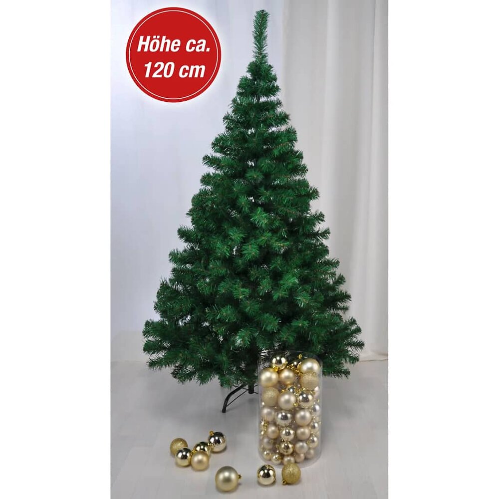 HI - HI Sapin de Noël avec support métallique Vert 120 cm - large