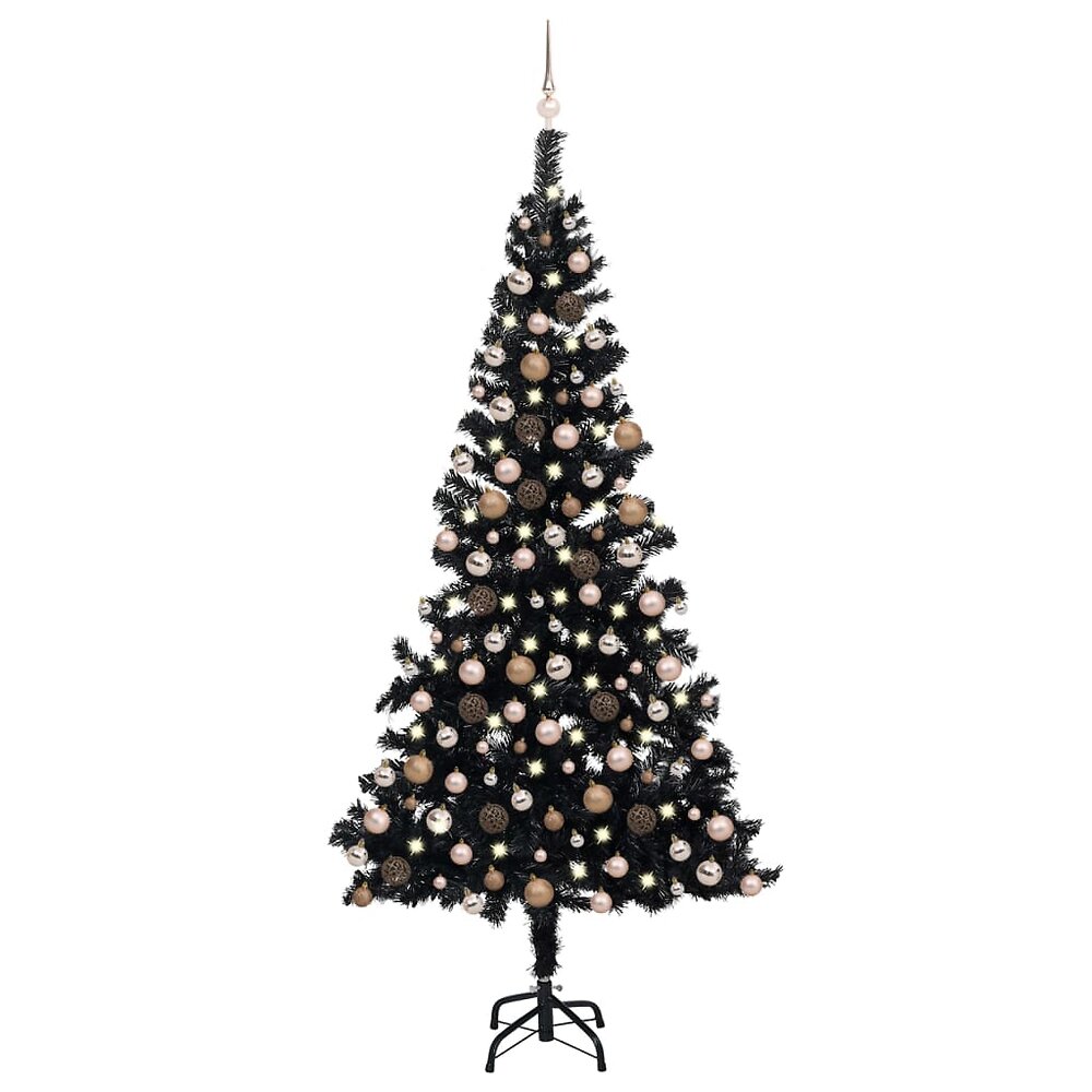 VIDAXL - vidaXL Arbre de Noël artificiel avec LED et boules Noir 240 cm PVC - large