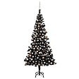 VIDAXL - vidaXL Arbre de Noël artificiel avec LED et boules Noir 240 cm PVC - vignette