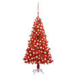 VIDAXL - vidaXL Arbre de Noël artificiel avec LED et boules Rouge 120 cm PVC - vignette