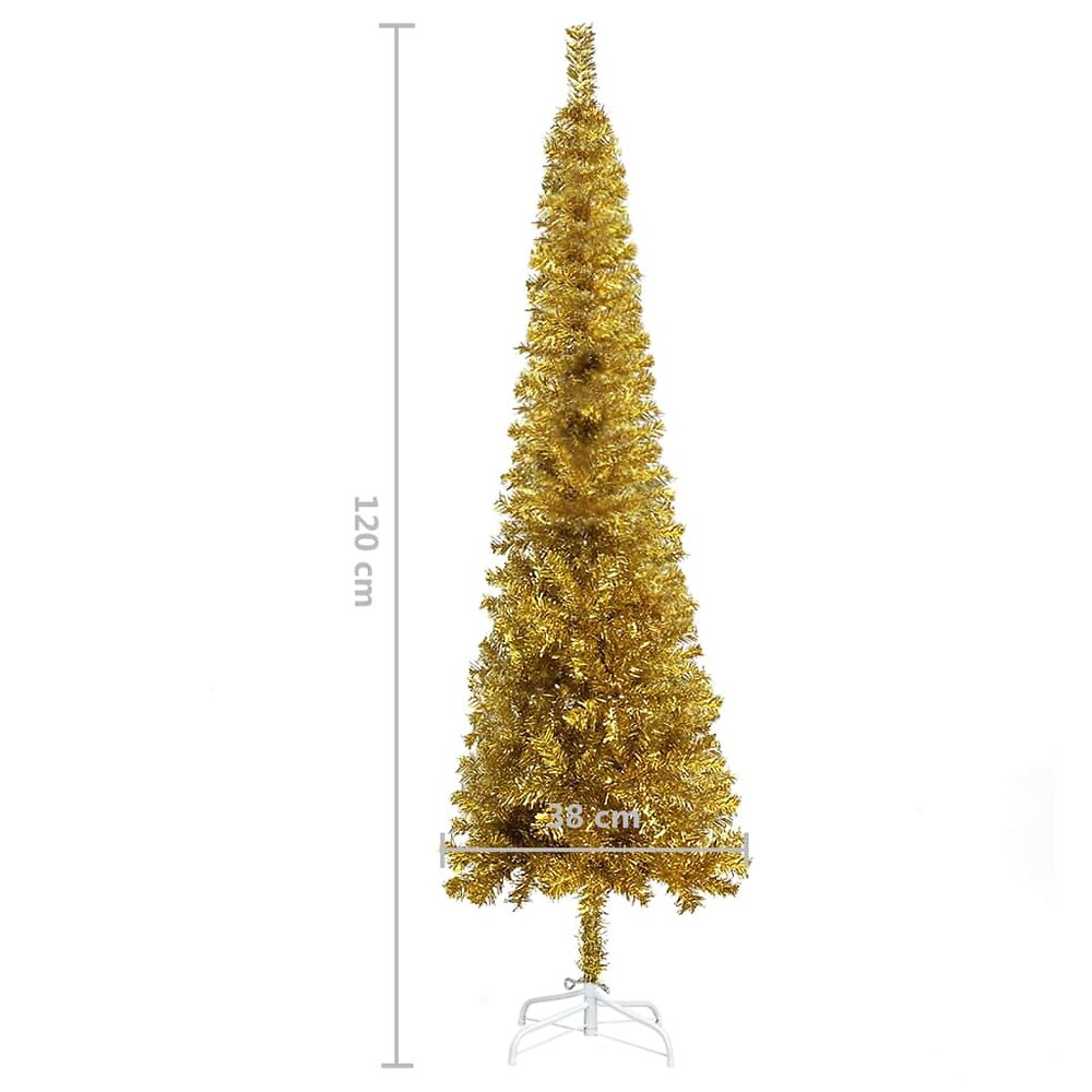 VIDAXL - vidaXL Arbre de Noël mince avec LED et boules Doré 120 cm - large