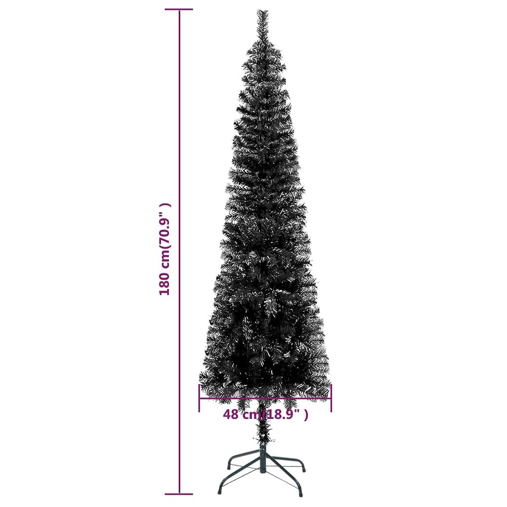 VIDAXL - vidaXL Arbre de Noël mince avec LED Noir 180 cm - large