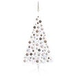 VIDAXL - vidaXL Demi-arbre de Noël artificiel avec LED et boules Blanc 120 cm - vignette