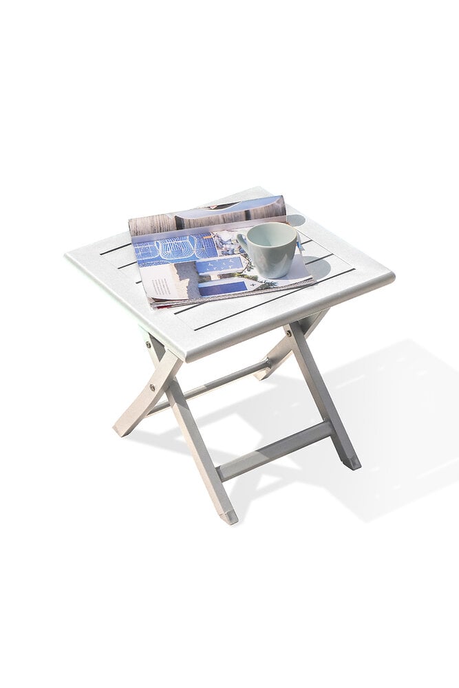table basse de jardin pliante en aluminium blanc - marius