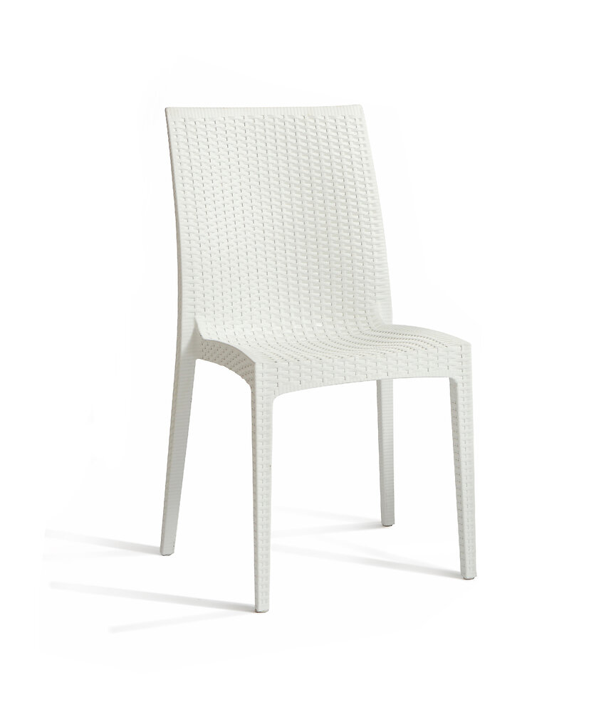 DCB GARDEN - Chaise de jardin en PVC blanc - large