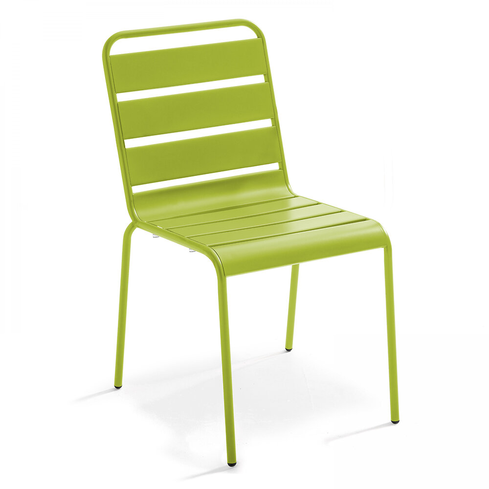 OVIALA - Ensemble table de jardin et 4 chaises en métal vert - large