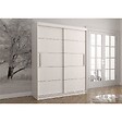 HUCOCO - VIELL - Grande armoire à portes coulissantes - 5 étagères + tringle - 150x61x200 cm - Blanc - vignette