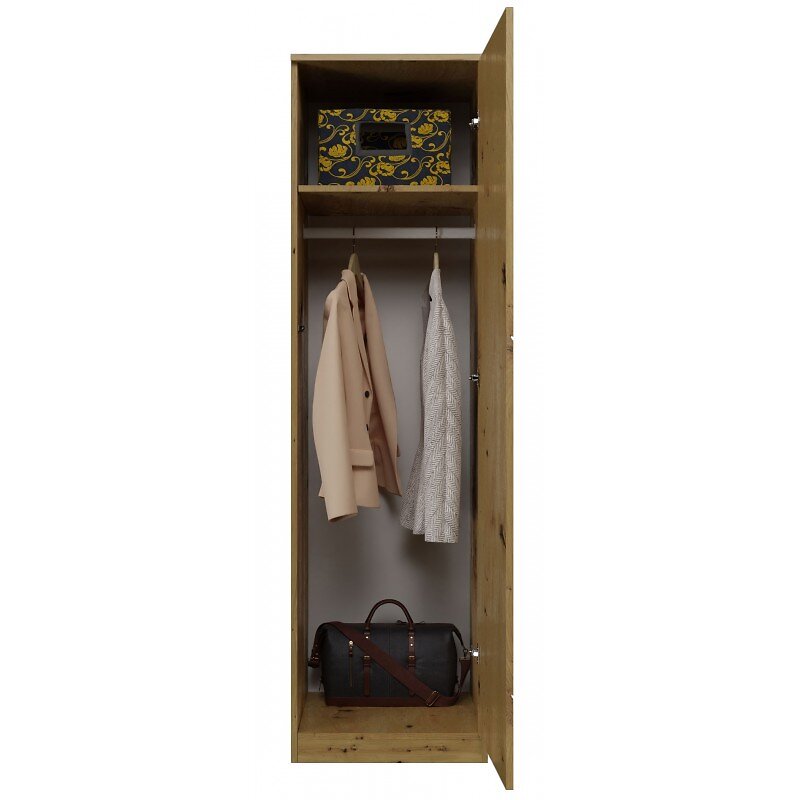 HUCOCO - ESME - Armoire simple style scandinave chambre à coucher - 50x50x180 - 1 porte - Dressing - Chêne - large