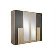 HUCOCO - LUKKI - Grande armoire chambre à coucher - 203x200x65 cm - 2 miroirs - 10 étagères + 2 tringles - Beige - vignette