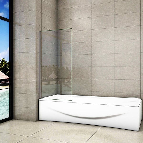 Pare-baignoire paroi vitrée 98 x 150 cm 1 verre fixe et 1 porte