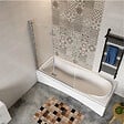 AICA SANITAIRE - Pare-baignoire 90x140cm pivotant et pliant, écran de douche à 2 volets paroi de baignoire en verre securit clair et anticalcaire - vignette