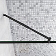 AICA SANITAIRE - Paroi de douche à l'italienne 70+30x200cm avec barre de fixation noire 70-120cm en cylindrique, paroi de douche style modèle avec retour pivotant 30cm en noir mat - vignette