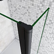 AICA SANITAIRE - Paroi de douche 150+30x200cm avec barre de fixation 73-120cm en carré, AICA paroi de douche à l'italienne avec retour pivotant 30cm en 8mm verre anticalcaire, profilé noir mat - vignette