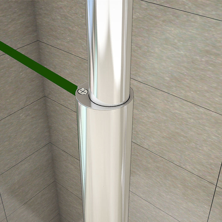 AICA SANITAIRE - Paroi de douche 130x200cm avec barre de fixation au plafond 203-320cm, profilé en chromé, AICA paroi de douche à l'italienne en 8mm verre anticalcaire et securit - large