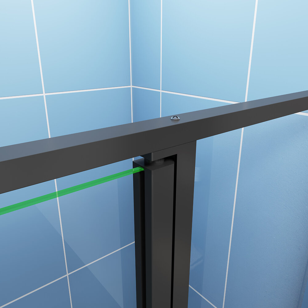 AICA SANITAIRE - Porte de douche pivotante 80x185cm profilé noir mat Installation en niche, verre securit anticalcaire - large