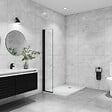 AICA SANITAIRE - Paroi de douche italienne pivotante 35x200cm, AICA paroi de douche retour pivotant mural en verre 8mm anticalcaire, profilé noir mat - vignette