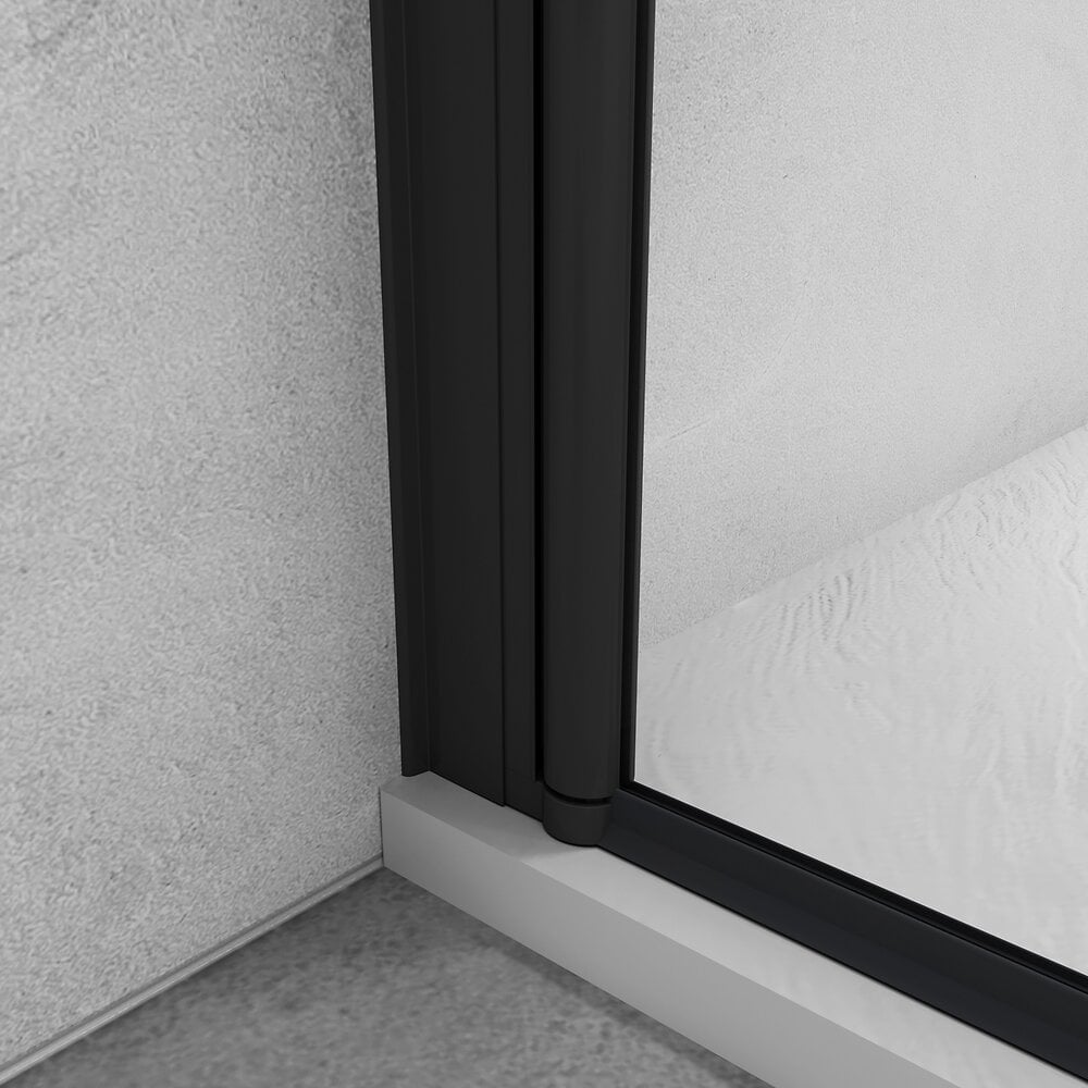 AICA SANITAIRE - Paroi de douche italienne pivotante 35x200cm, AICA paroi de douche retour pivotant mural en verre 8mm anticalcaire, profilé noir mat - large