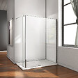 AICA SANITAIRE - Paroi de douche avec retour pivotant fixé 100+25x200cm avec barre de fixation 90cm en carré, AICA paroi de douche à l'italienne en 8mm verre anticalcaire - vignette