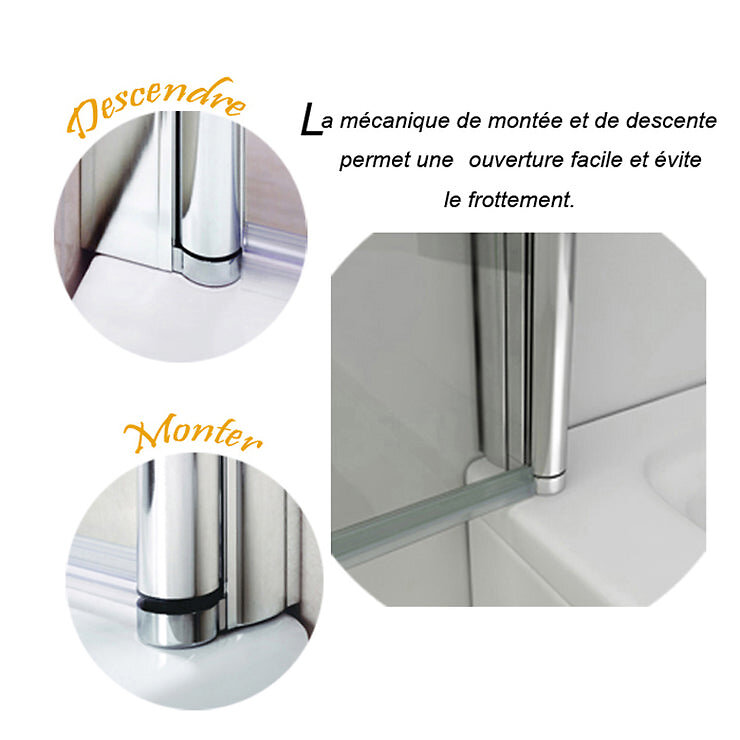 AICA SANITAIRE - Porte de douche pivotante porte de douche 80x187cm en 6mm verre de sécurité anticalcaire, installation en niche - large