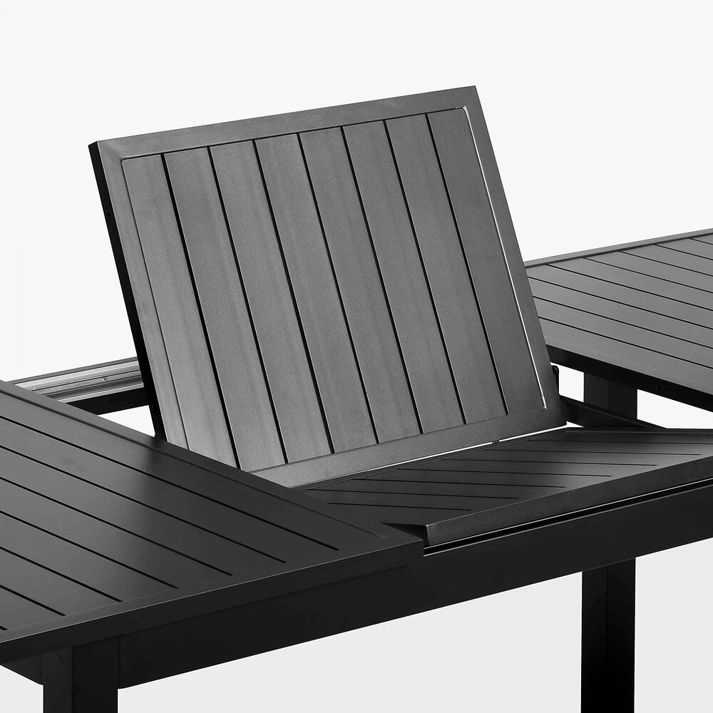 OVIALA - Table de jardin en aluminium noir extensible - large
