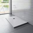 AICA SANITAIRE - Receveur de douche 140x80cm avec une grille en Inox, AICA bac à douche rectangulaire, Extra-plat, blanc, anti-dérapant - vignette