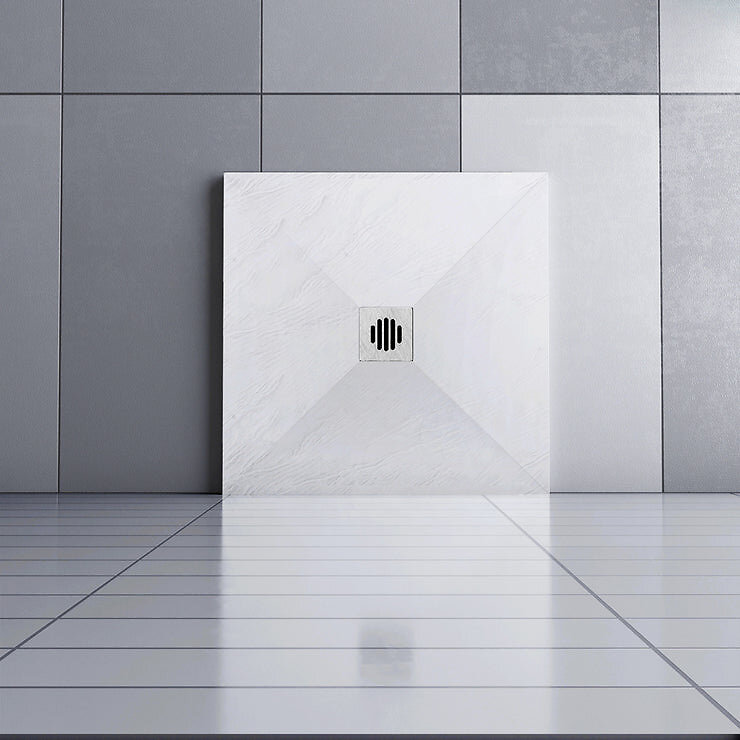 AICA SANITAIRE - Receveur de douche 80x80cm avec une grille en ABS, AICA bac à douche carré, Extra-plat, blanc, anti-dérapant - large
