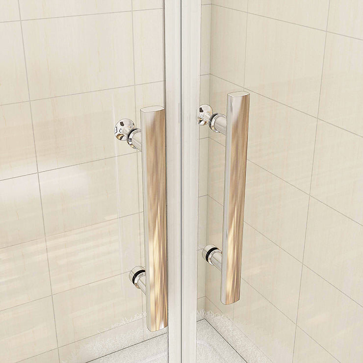 AICA SANITAIRE - Porte de douche battante H.197cm largeur réglable 159 à 164.4cm, porte de douche pivotante à 180° avec 2 éléments fixes en 6mm verre securit anticalcaire - large