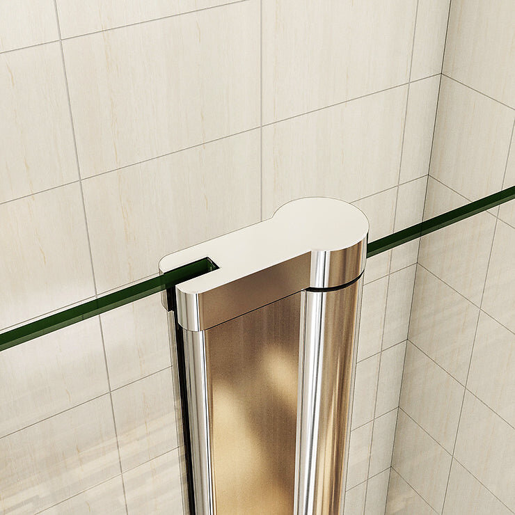 AICA SANITAIRE - Porte de douche battante H.197cm largeur réglable 159 à 164.4cm, porte de douche pivotante à 180° avec 2 éléments fixes en 6mm verre securit anticalcaire - large