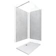 AURLANE - Panneaux Muraux Light Grey 90+120x210 - Receveur 120x90 - Paroi 8mm Transparente 120x200 + Bras - vignette