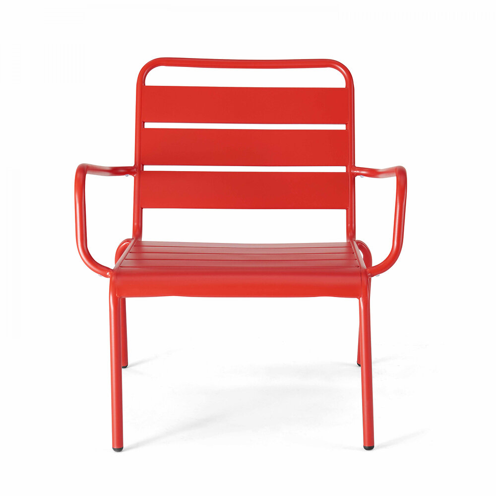 fauteuil de jardin bas relax acier rouge