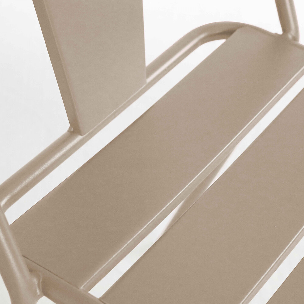 OVIALA - Chaise de jardin bistrot en métal taupe - large