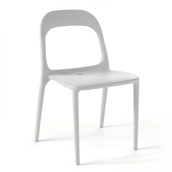 Lot 4 chaises de jardin KIRA en plastique et pieds bois coloris blanc