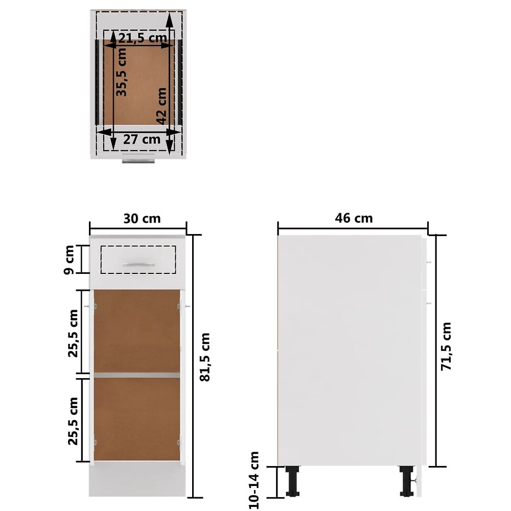 VIDAXL - vidaXL Armoire de plancher à tiroir Blanc 30x46x81,5 cm Aggloméré - large