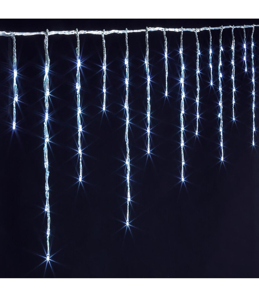 FEERIC LIGHTS & CHRISTMAS - Guirlande Rideau stalactite lumineux 240 LED Blanc froid 40 Tombées de lumière effet tombée de neige - large